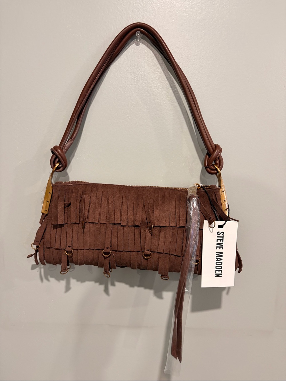 Steve Madden Chocolate Brown Fringed Shoulder Bag